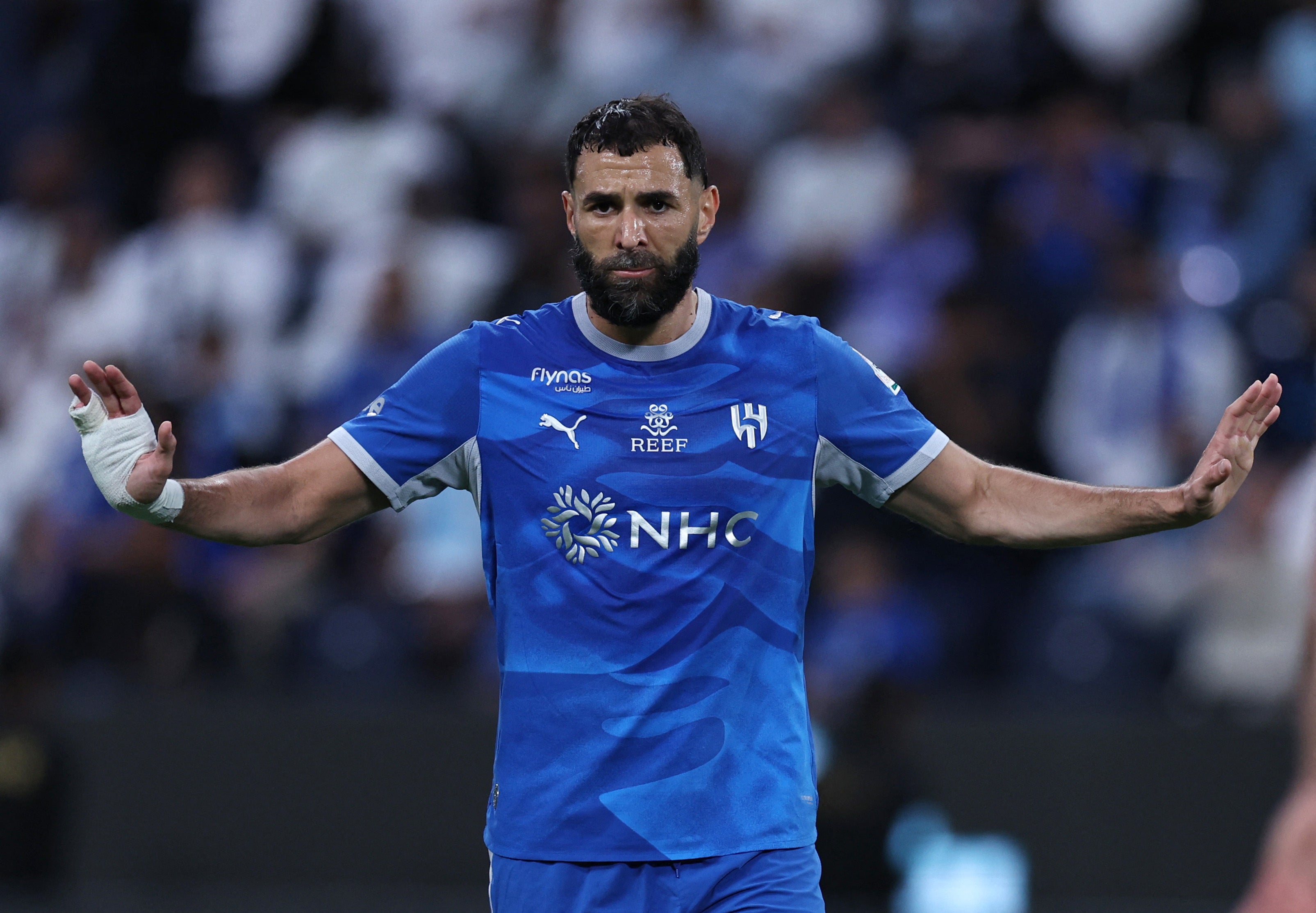 Karim Benzema starring for Al Hilal against Al Faisaly