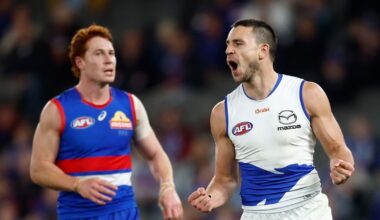 North Melbourne Kangaroos keep faint wildcard hopes alive with big scalp of Western Bulldogs