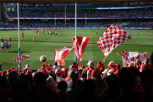 Sydney Swans fans at the AFL game against North Melbourne.