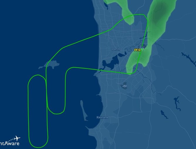 Flight tracking shows the Airbus had spent 50 minutes circling the WA coast, doing a loop around Rottnest Island.