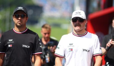 11 Sergio Perez and 77 Valtteri Bottas, (FIN), Cadillac Ferrari F1 Team, during the Austrian GP, Spielberg 25-28 June 2026, Red Bull Ring, Formula 1 World Championship 2026.