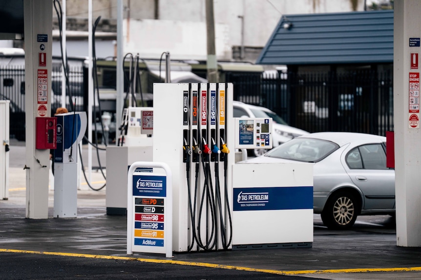 Bowsers at an Australian petrol station.