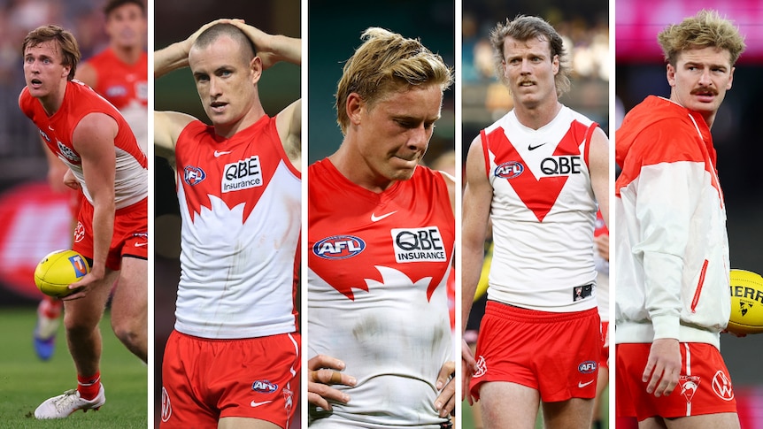 Composite of five Sydney Swans players.