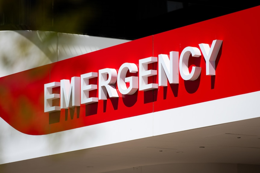 Emergency department signage at the Lyell McEwin Hospital.