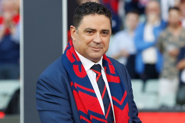 MELBOURNE, AUSTRALIA - MARCH 16: Garry Lyon is seen during the 2022 AFL Round 01 match between the Melbourne Demons and the Western Bulldogs at the Melbourne Cricket Ground on March 16, 2022 In Melbourne, Australia. (Photo by Michael Willson/AFL Photos)