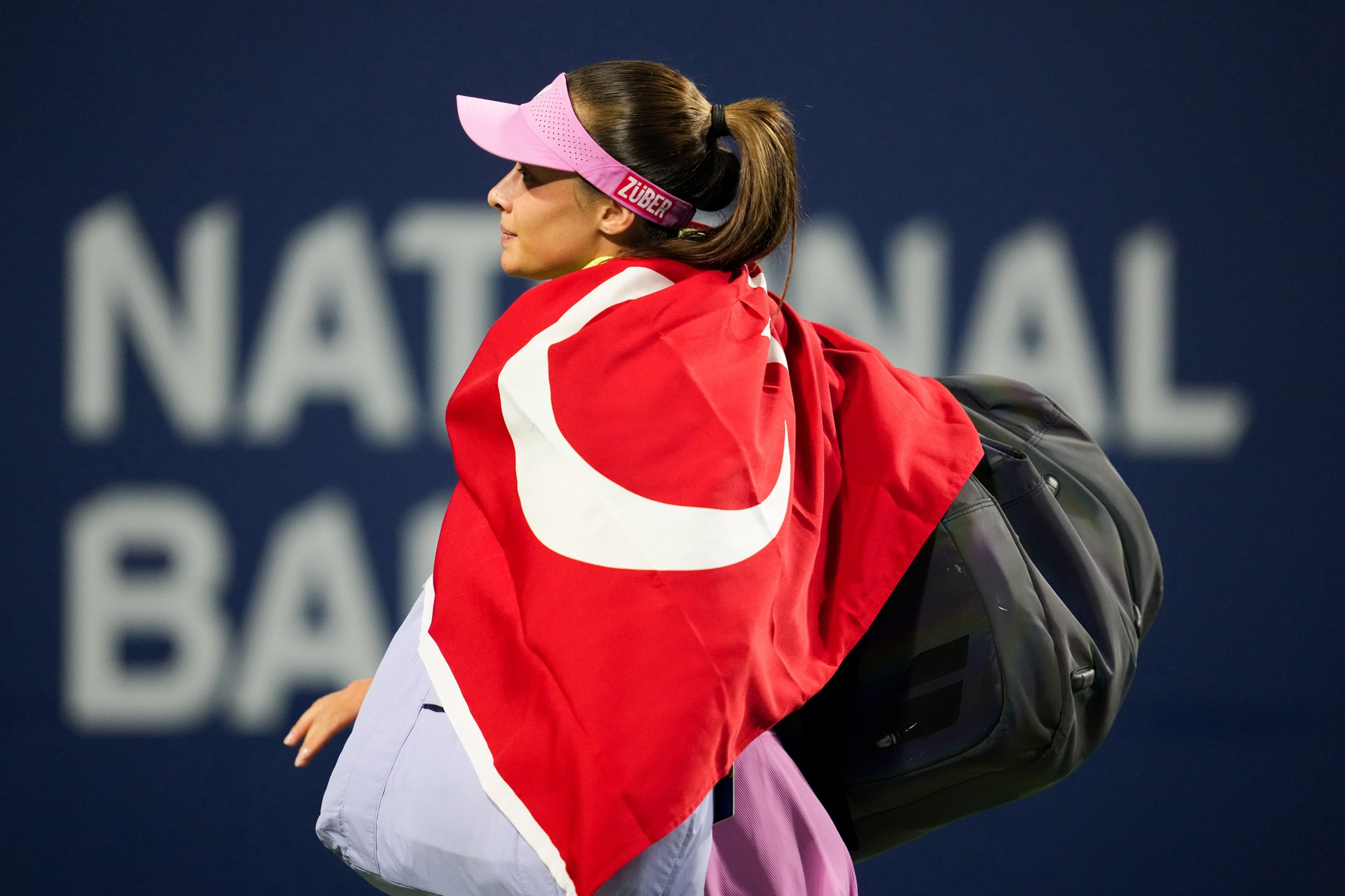 Türkiye's Zeynep Sonmez reacts after a National Bank Open match against Canada's Rebecca Marino, Toronto, Canada, Aug. 3, 2026. (AA Photo)