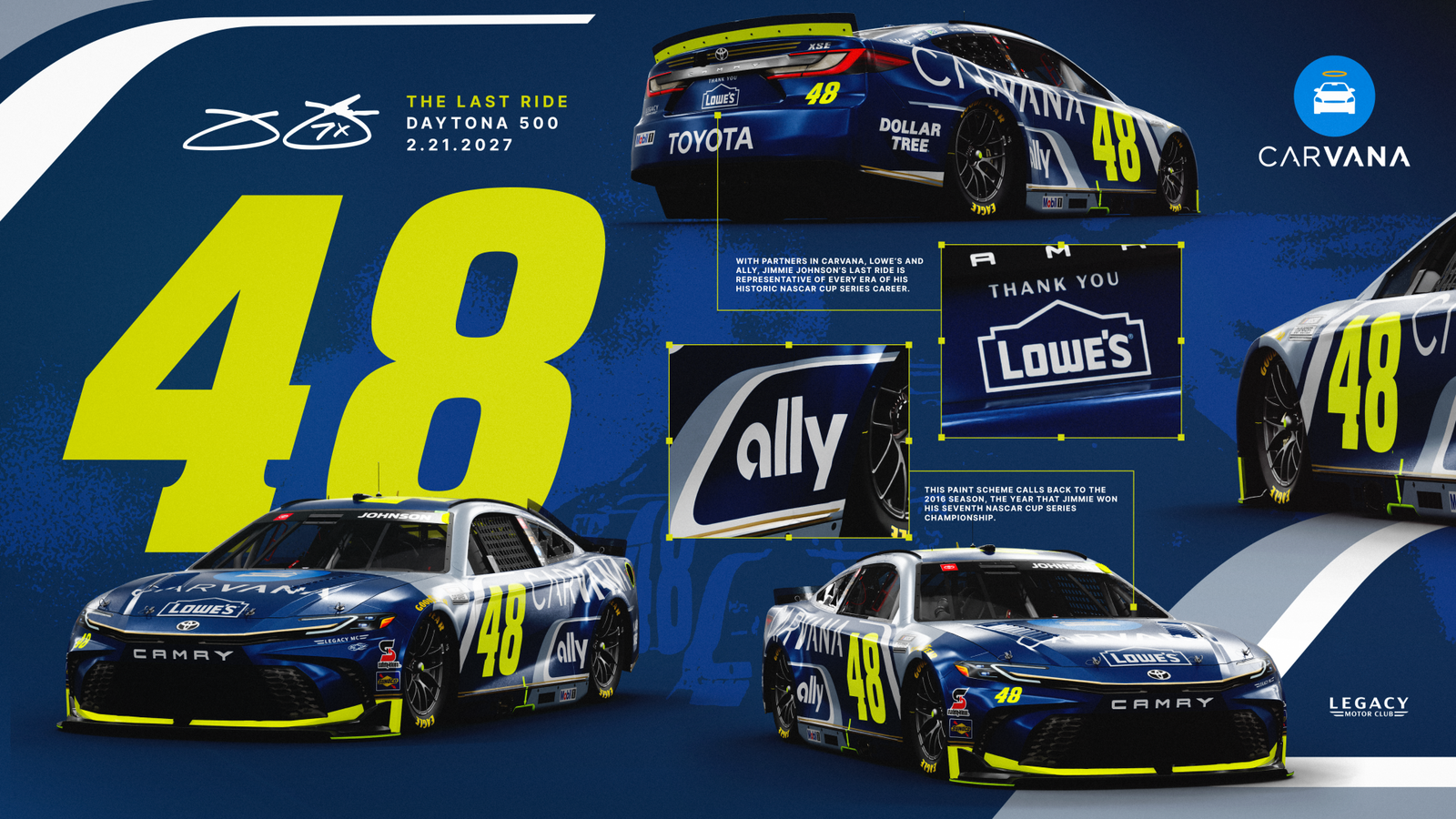 Jimmie Johnson's #48 Legacy Motor Club Toyota Camry.