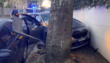 Chaos as knife-wielding thief crashes car in Sydney’s inner west