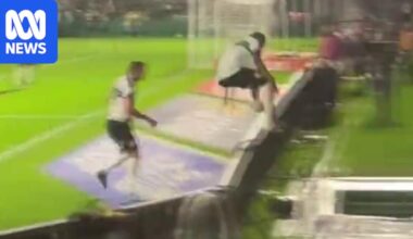 Brazilian footballer falls in stadium tunnel after scoring disallowed goal