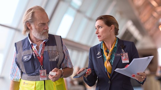 Hugo Weaving and Claudia Karvan in The Airport Chaplain.