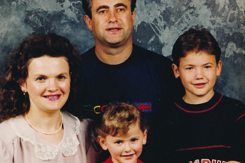 Kogan family photo from the 1980s, in story about successful Australians from disadvantaged backgrounds.
