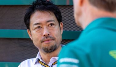 Shinataro Orihara looks on at an Aston Martin colleague