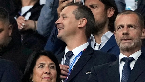 Kevin Lamour seen at a Turkiye v Georgia game during the 2024 Euros.
