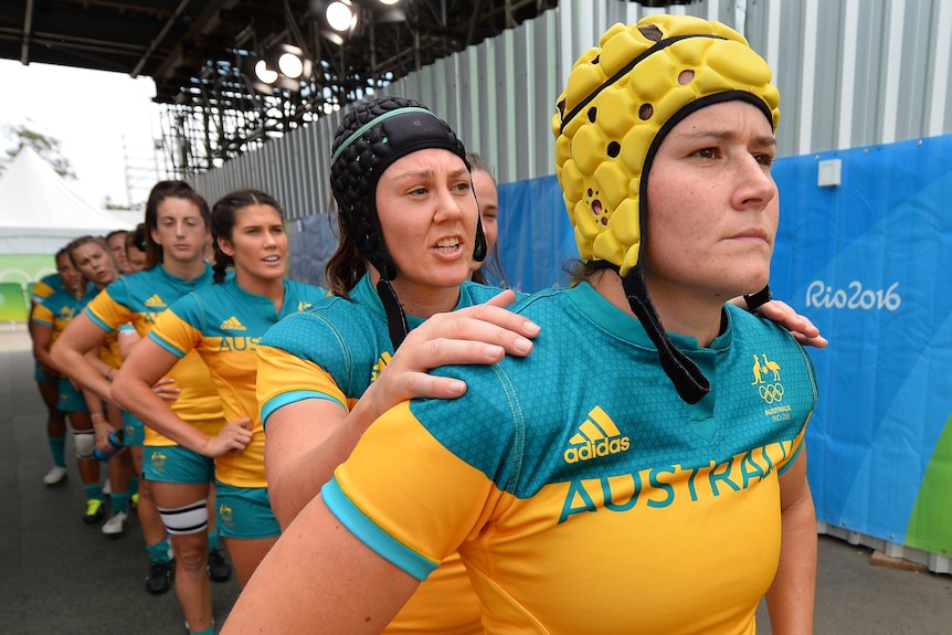 Shannon Parry and her Australian teammates before Rio Olympics semifinal.