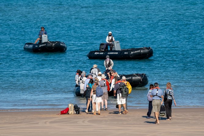 Passengers were taken back and forth via zodiac boats.
