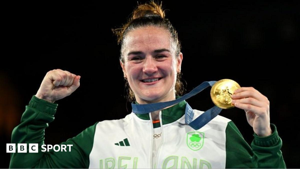 Kellie Harrington with her gold medal from the 2024 Olympic Games in Paris