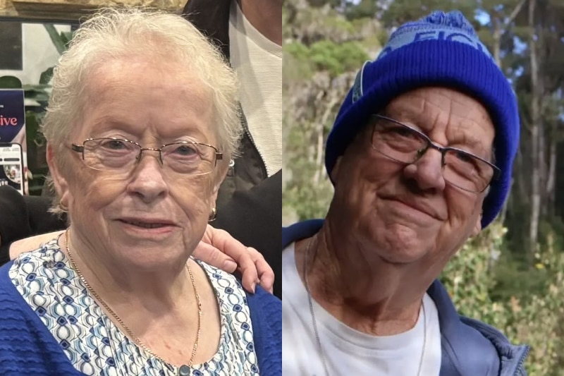 Missing SA couple in Tasmania, photos of a woman and a man next to each other.