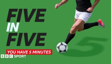 A generic picture of an unknown footballer beside the words: "Five in Five you have five minutes"