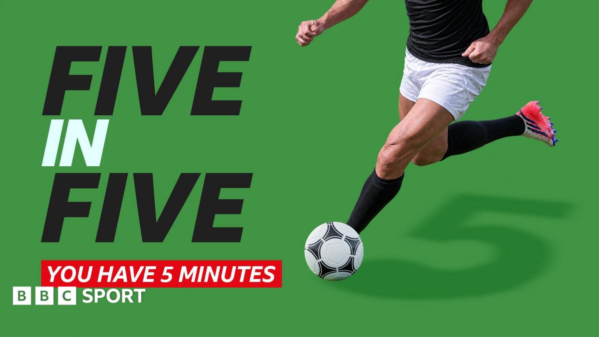 A generic picture of an unknown footballer beside the words: "Five in Five you have five minutes"