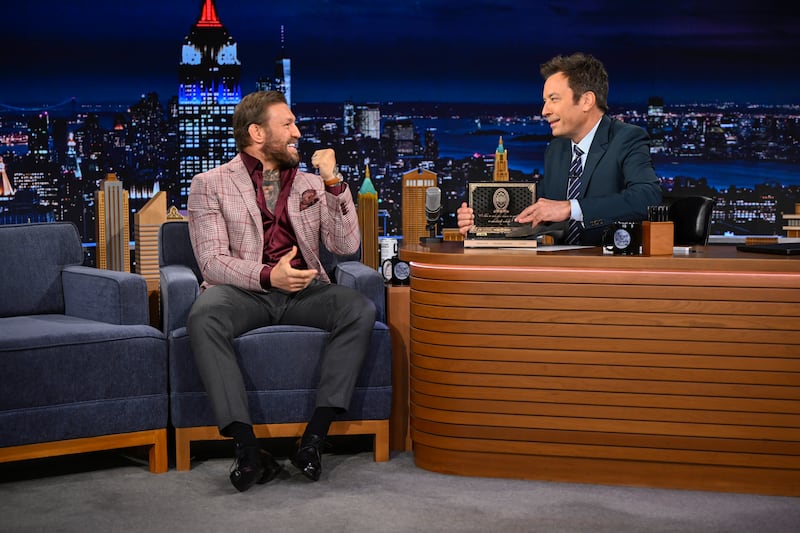 Conor McGregor and host Jimmy Fallon on The Tonight Show on US television network NBC last month. Photograph: Todd Owyoung/NBC/Getty