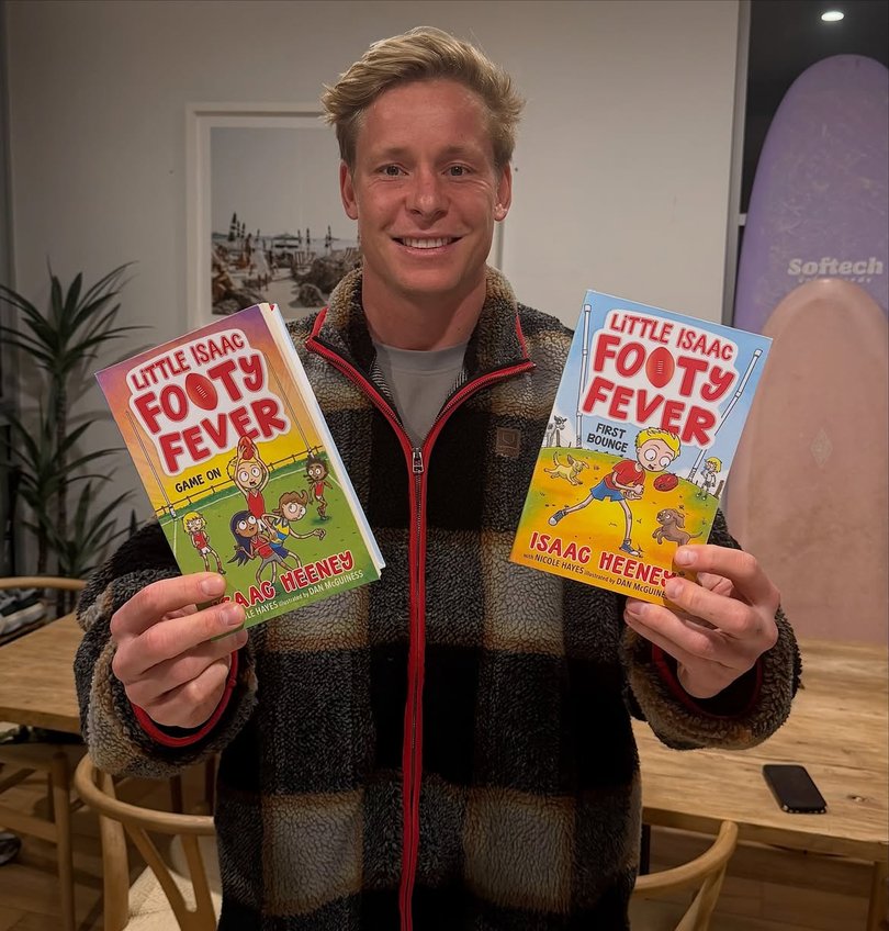 Promotion for Isaac Heeney’s children’s book series has disappeared from Allen & Unwin’s Instagram grid following the scandal engulfing the Sydney Swans.