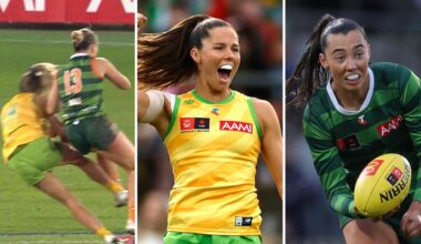 AFLW Australia defeat Ireland scores 2026: Updates, video highlights, Vikki Wall bump on Ella Roberts, stats, reaction