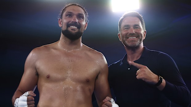 Teremoana and Matchroom Boxing promoter Eddie Hearn.