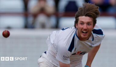 Yorkshire's George Hill bowls a delivery