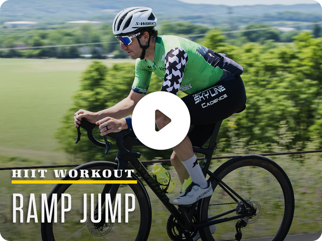 hiit workout, ramp jump. Cyclist performing a ramp jump in a HIIT workout outdoors. hiit workout, ramp jump. Cyclist performing a ramp jump in a HIIT workout outdoors.