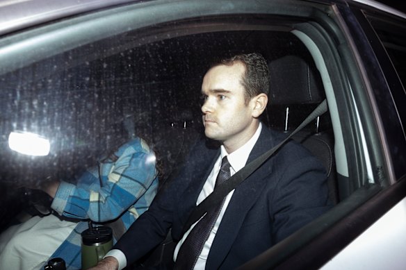 Jean-Claude Perrottet leaving the ICAC after giving evidence on Wednesday.