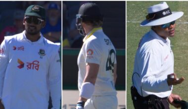 ‘You can’t say that’: Umps step in as Aussie star Smith warned over latest DRS act