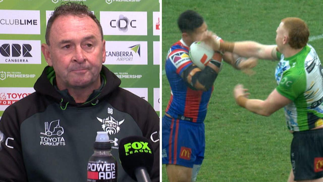 NRL 2026: Ricky Stuart’s brutal message and spray in post-match presser, Corey Horsburgh sin bin, Canberra Raiders vs Newcastle Knights, nrl news