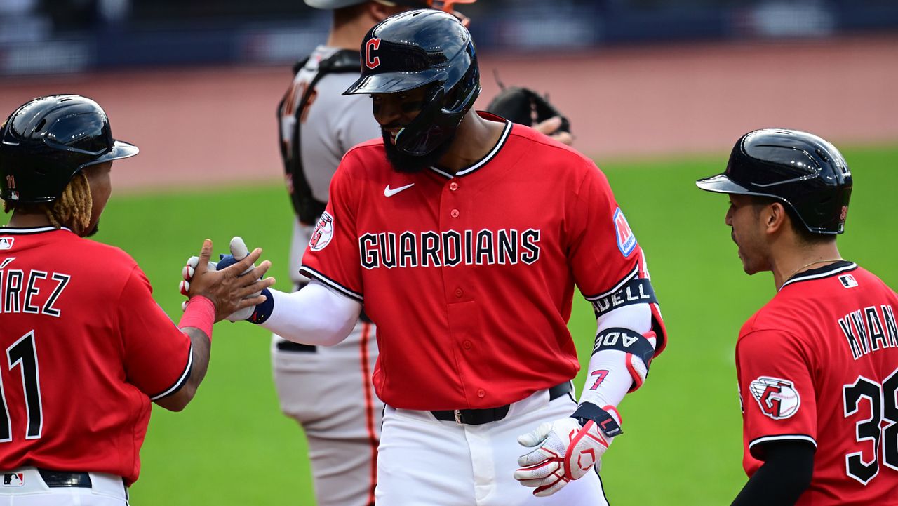 Jo Adell’s night for the Guardians included a 455-foot homer, 6 RBIs, then an early exit