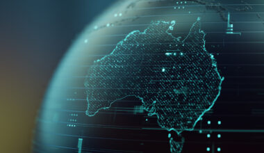 Digital data map of Australia representing automated decision-making systems in government.