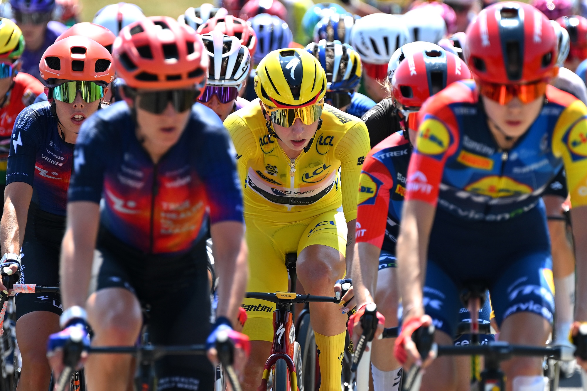 Lorena Wiebes racing on stage 2 at the 2026 Tour de France Femmes