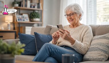 senior with phone