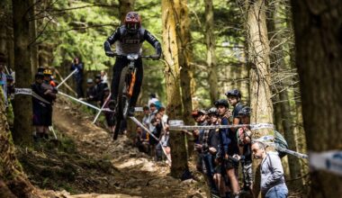Evan Wall jumps in Tweed Valley EWS