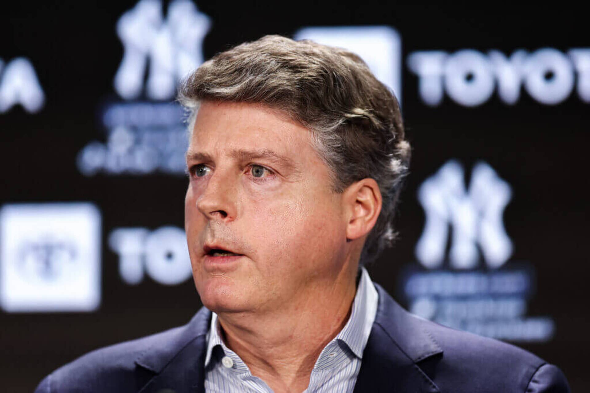 Yankees principal owner Hal Steinbrenner speaks during a press conference at Yankee Stadium.