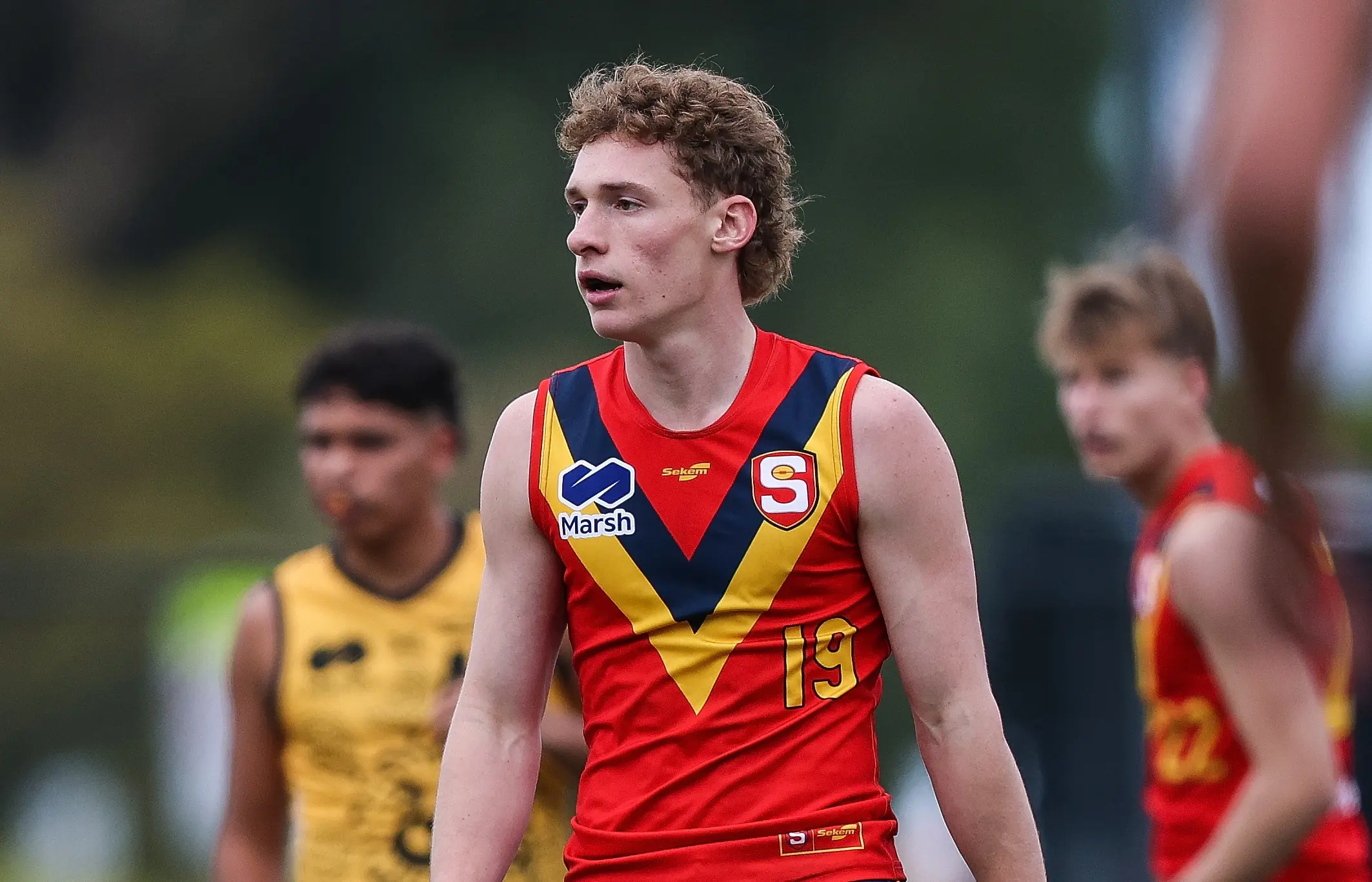 PERTH, AUSTRALIA - JUNE 13: Memphis Webb of South Australia in action during the 2026 Marsh AFL National Championships U18 Boys match between Western Australia and South Australia at Mineral Resources Park on June 13th, 2026 in Perth, Australia. (Photo by Travis Hayto/AFL Photos via Getty Images)