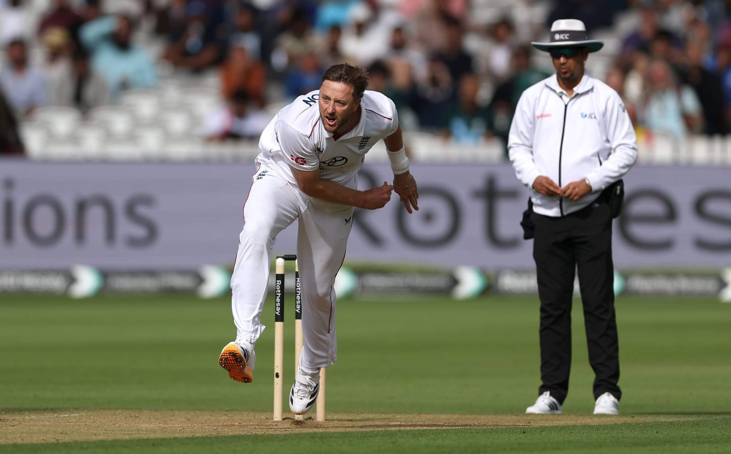 England's Ollie Robinson in action
