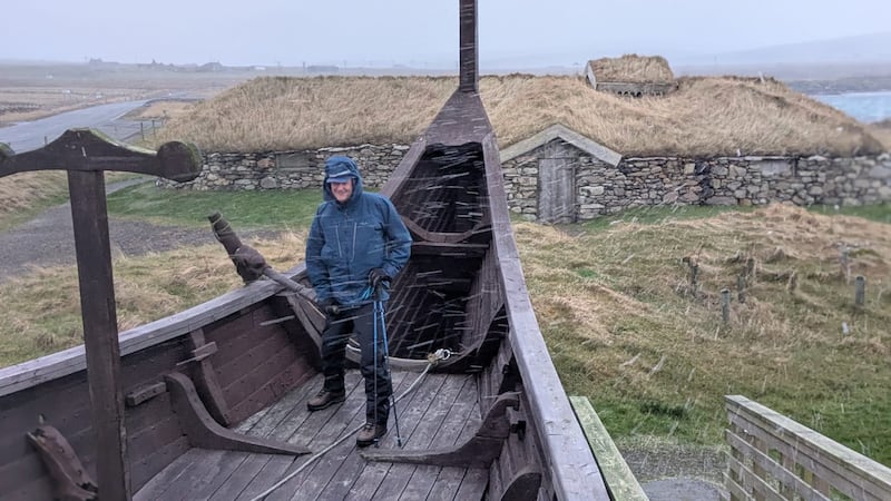 The first day of the walk in Haroldswick, North Shetland. Jonathan walked through horizontal rain and gale force winds
