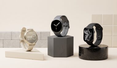 Smartwatches by Apple, Samsung, and Garmin.