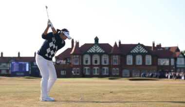 Haeran Ryu hits a shot into the 18th green at Royal Lytham &amp; St Annes