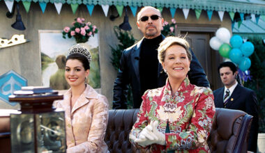 From left: Anne Hathaway, Hector Elizondo, Julie Andrews in ‘The Princess Diaries 2: Royal Engagement’