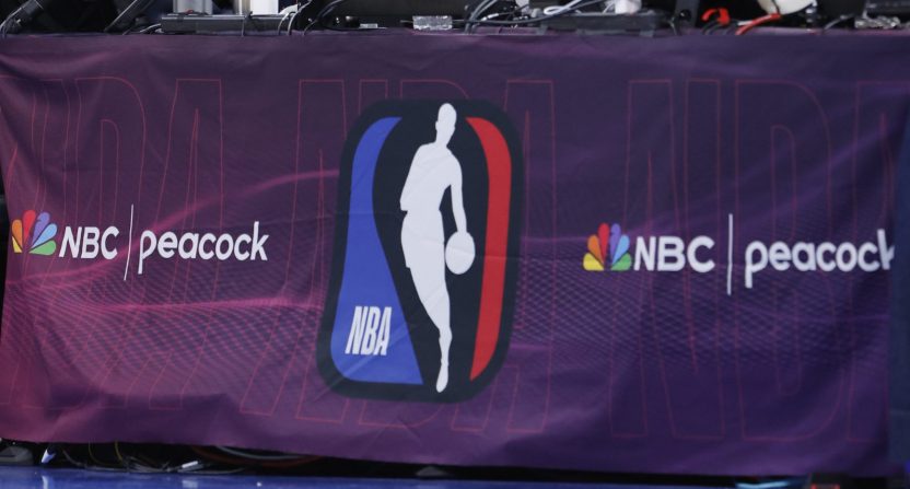 The NBA on NBC logo. Credit: Alonzo Adams-Imagn Images