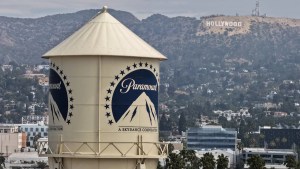 The Hollywood sign overlooks the Paramount Studios lot's iconic water tower in Los Angeles. (Justin Sullivan/Getty Images)