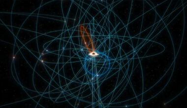 A visualization of many stars' orbit around the Milky Way's supermassive black hole.