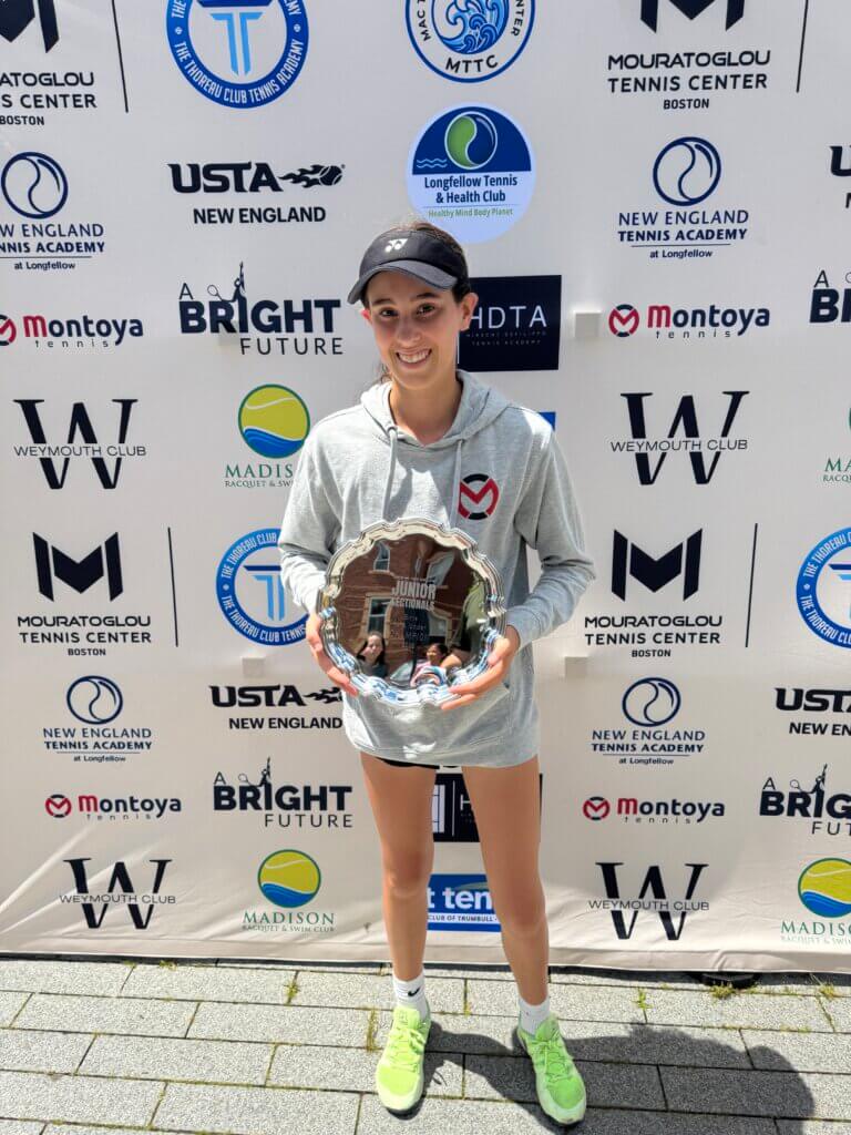 Valentina Arlati of Concord won the 2026 U.S. Tennis Association New England Junior Sectional title in her first season in the 14-and-under division. Courtesy photo