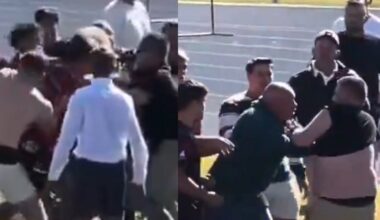 WATCH: Chaos erupts as players and parents involved in mass brawl during schools match