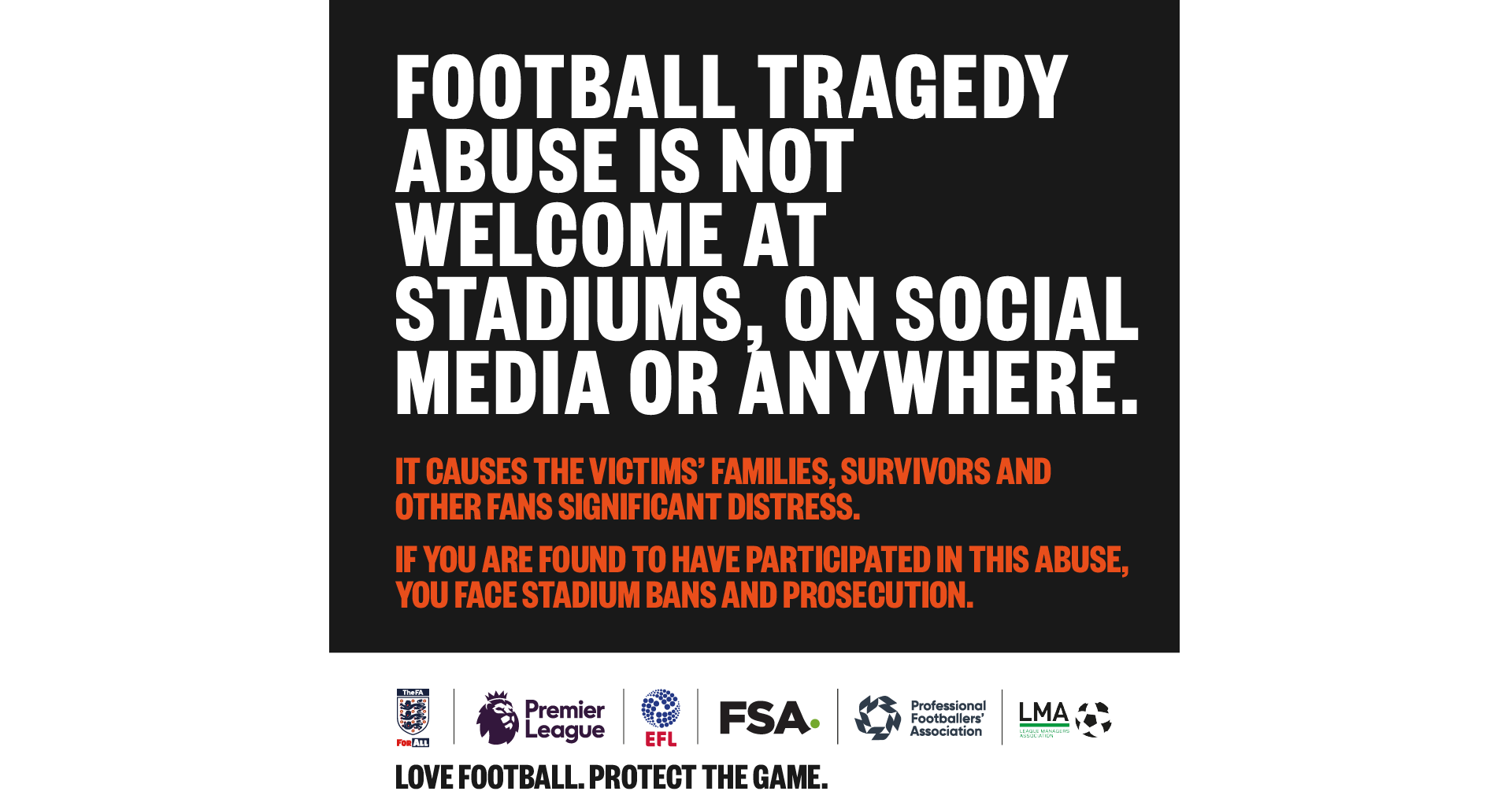 A reminder to fans on the consequences of tragedy abuse